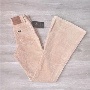 Lee Vintage Modern Oxford Tan Corduroy Flare Bell Bottom High Rise Pants